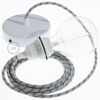 Pendel para pantalla, lámpara colgante cable textil Stripes Azul Steward RD55