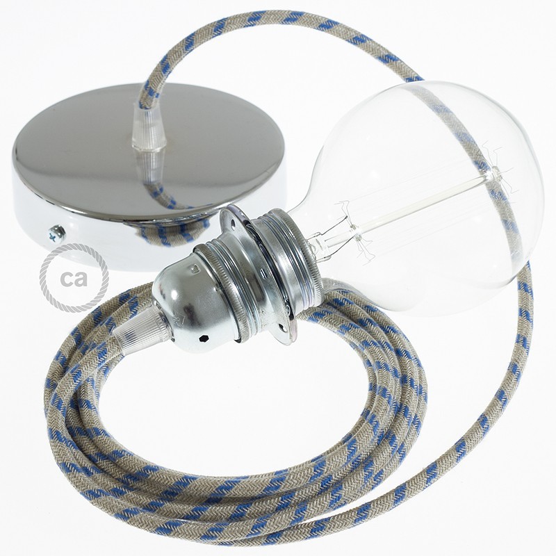 Pendel para pantalla, lámpara colgante cable textil Stripes Azul Steward RD55
