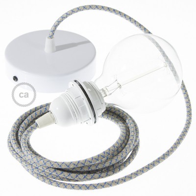 Pendel para pantalla, lámpara colgante cable textil Rombo Azul Steward RD65