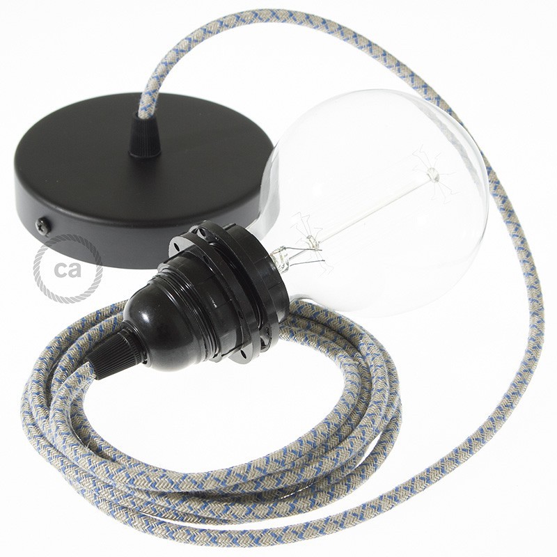 Pendel para pantalla, lámpara colgante cable textil Rombo Azul Steward RD65