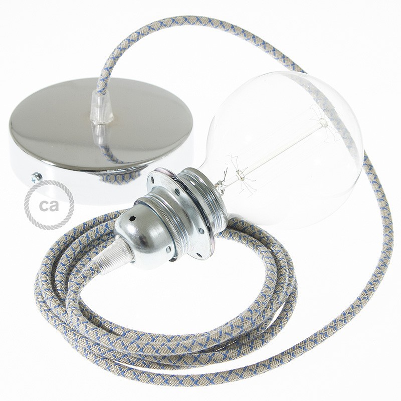 Pendel para pantalla, lámpara colgante cable textil Rombo Azul Steward RD65