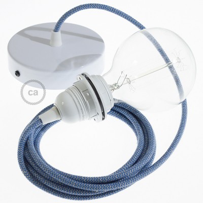 Pendel para pantalla, lámpara colgante cable textil ZigZag Azul Steward RD75