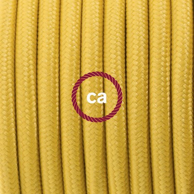 Pendel en porcelana, lámpara colgante cable textil Mostaza en tejido Efecto Seda RM25