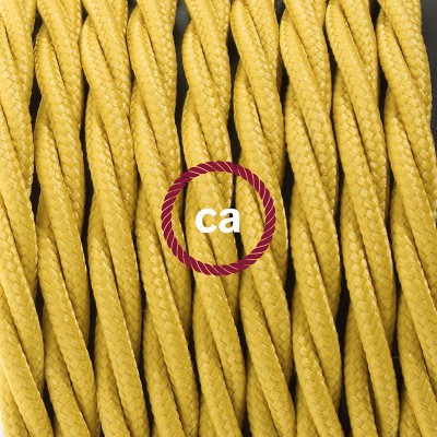 Pendel en porcelana, lámpara colgante cable textil Mostaza en tejido Efecto Seda TM25