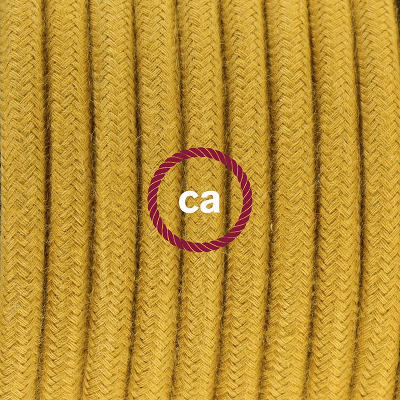 Pendel en porcelana, lámpara colgante cable textil Miel Dorado en Algodón RC31