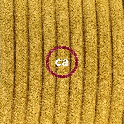 Pendel en porcelana, lámpara colgante cable textil Miel Dorado en Algodón RC31