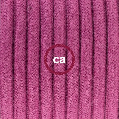 Pendel en porcelana, lámpara colgante cable textil Rojo Violeta en Algodón RC32