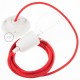 Pendel en porcelana, lámpara colgante cable textil Rojo Fuego en Algodón RC35