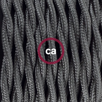Pendel en porcelana, lámpara colgante cable textil Gris Oscuro en tejido Efecto Seda TM26