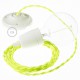 Pendel en porcelana, lámpara colgante cable textil Amarillo Fluo TF10