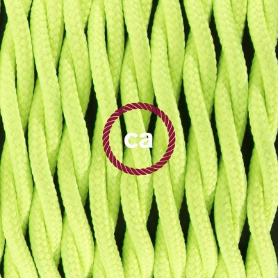 Pendel en porcelana, lámpara colgante cable textil Amarillo Fluo TF10