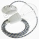 Pendel en porcelana, lámpara colgante cable textil Stripes Azul Steward RD55