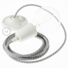 Pendel en porcelana, lámpara colgante cable textil Rombo Azul Steward RD65