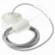 Pendel en porcelana, lámpara colgante cable textil Rombo Azul Steward RD65