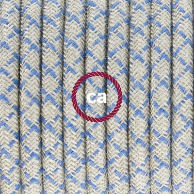 Pendel en porcelana, lámpara colgante cable textil Rombo Azul Steward RD65