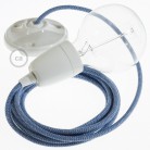 Pendel en porcelana, lámpara colgante cable textil ZigZag Azul Steward RD75