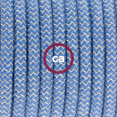 Pendel en porcelana, lámpara colgante cable textil ZigZag Azul Steward RD75