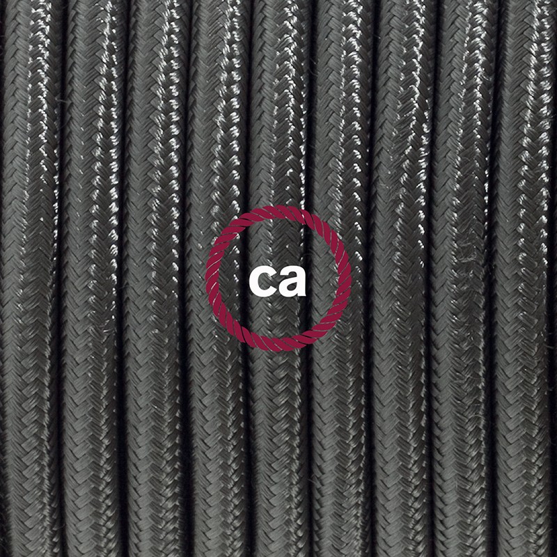 Pendel único, lámpara colgante cable textil Gris Oscuro Efecto Seda RM26