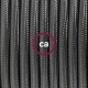 Pendel para pantalla, lámpara colgante cable textil Gris Oscuro Efecto Seda RM26