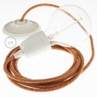 Pendel en porcelana, lámpara colgante cable textil Indian Summer en Algodón RX07
