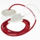 Pendel en porcelana, lámpara colgante cable textil Red Devil 3D RT94