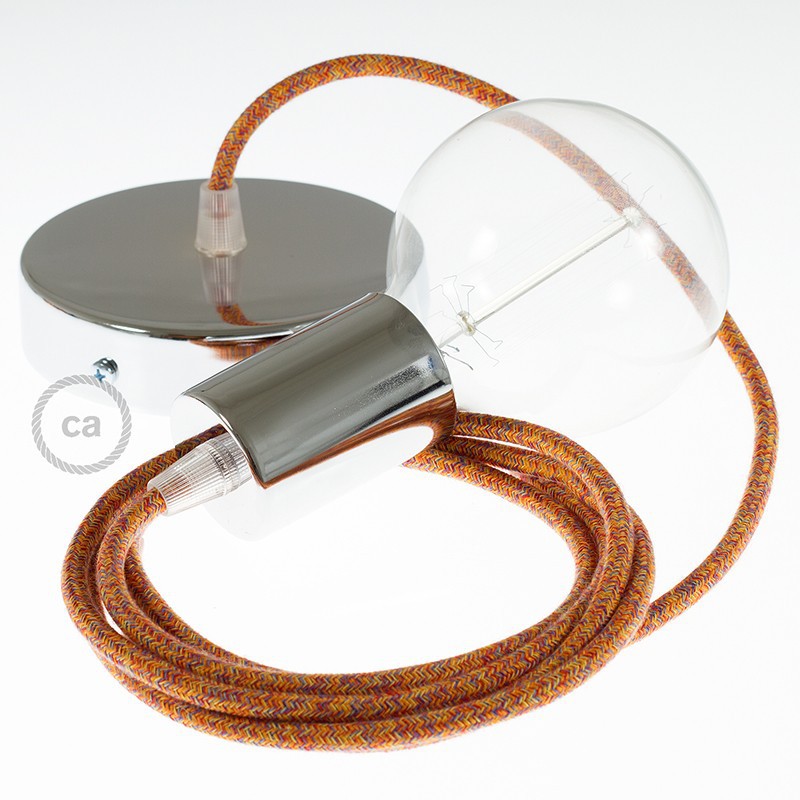 Pendel único, lámpara colgante cable textil Indian Summer Algodón RX07