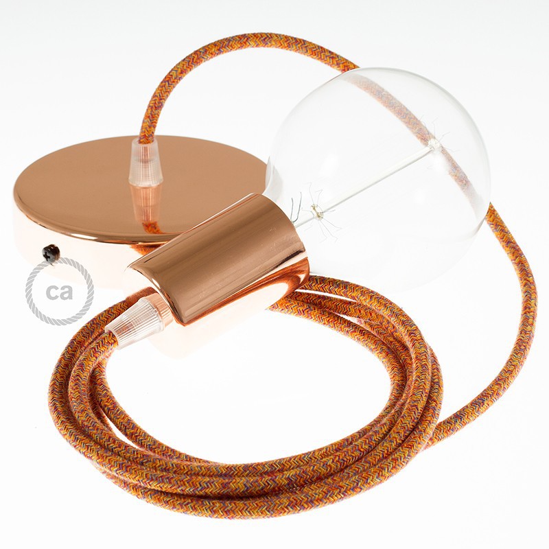 Pendel único, lámpara colgante cable textil Indian Summer Algodón RX07