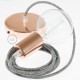 Pendel único, lámpara colgante cable textil Gris en Lino Natural RN02