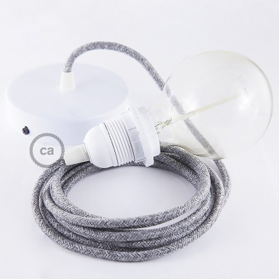 Pendel para pantalla, lámpara colgante cable textil Gris en Lino Natural RN02