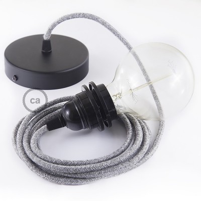 Pendel para pantalla, lámpara colgante cable textil Gris en Lino Natural RN02