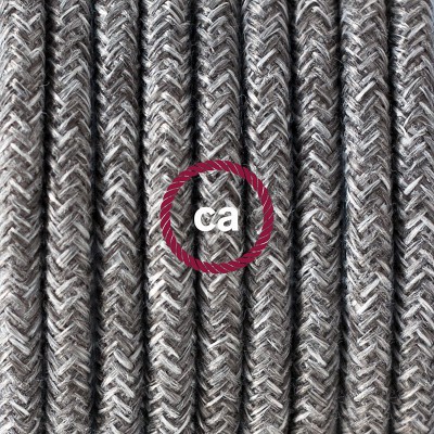 Pendel en porcelana, lámpara colgante cable textil Gris en Lino Natural RN02