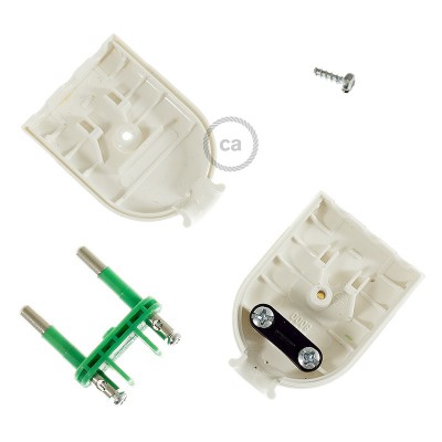 Clavija Blanca 2 Polos 10A (pequeña) – IMQ – Made in Italy
