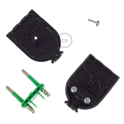 Clavija Negra 2 Polos 10A (pequeña) – IMQ – Made in Italy
