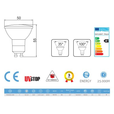 Bombilla Led 7W GU10