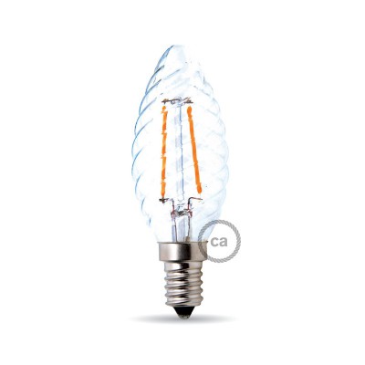 Bombilla filamento Led Vela Rizada 4W E14 Clara