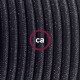 Pendel único, lámpara colgante cable textil Negro Glitter RL04