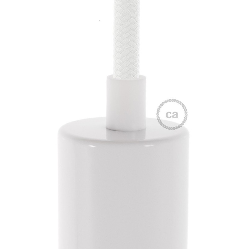 Prensaestopa redondo plástico blanco completo con tubo roscado, tuerca y arandela.
