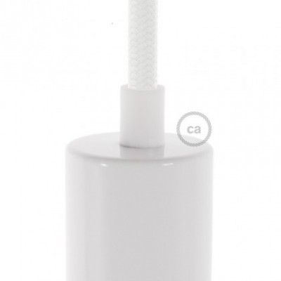 Prensaestopa redondo plástico blanco completo con tubo roscado, tuerca y arandela.