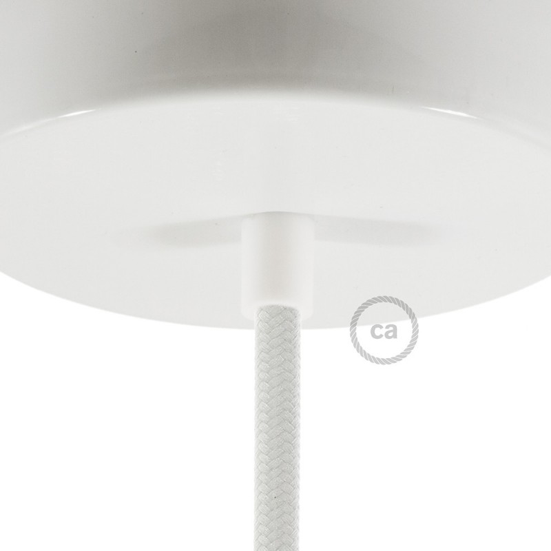 Prensaestopa redondo plástico blanco completo con tubo roscado, tuerca y arandela.
