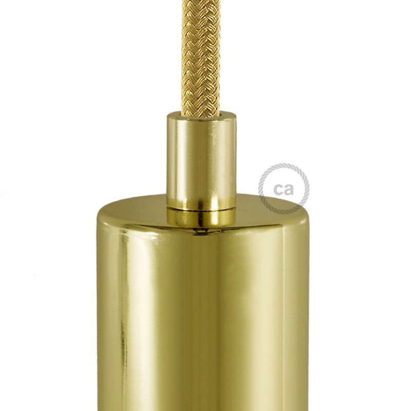 Prensaestopa redondo metal con acabado latón completo con tubo roscado, tuerca y arandela.