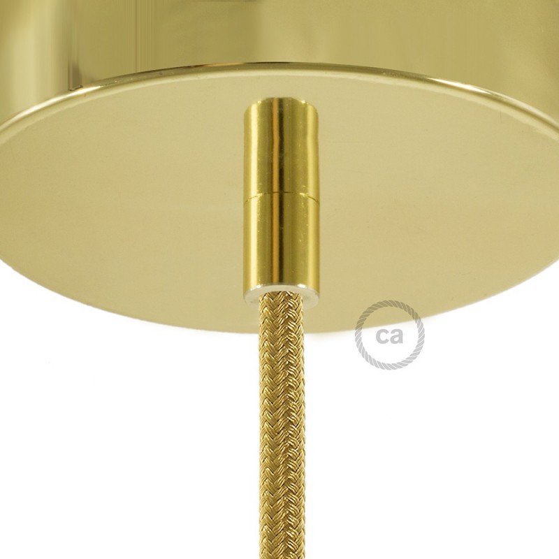 Prensaestopa redondo metal con acabado latón completo con tubo roscado, tuerca y arandela.