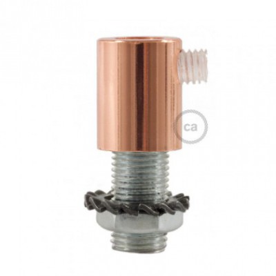 Prensaestopa redondo metal con acabado cobre completo con tubo roscado, tuerca y arandela.