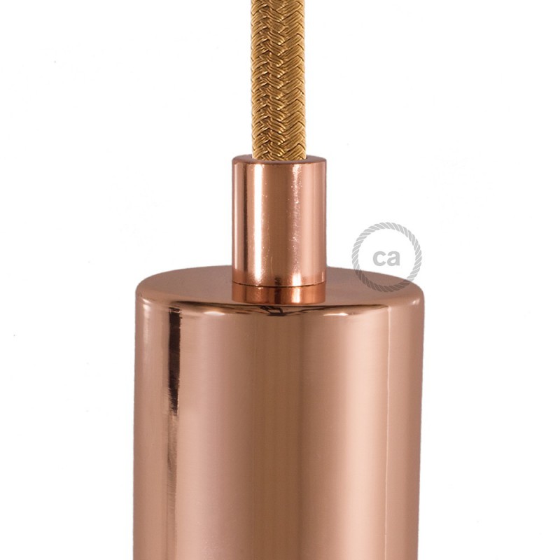 Prensaestopa redondo metal con acabado cobre completo con tubo roscado, tuerca y arandela.