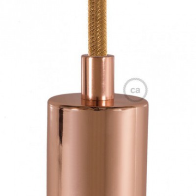 Prensaestopa redondo metal con acabado cobre completo con tubo roscado, tuerca y arandela.