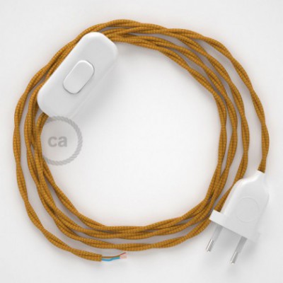 Cableado para lámpara, cable TM05 Efecto Seda Dorado 1,8m. Elige tu el color de la clavija y del interruptor!