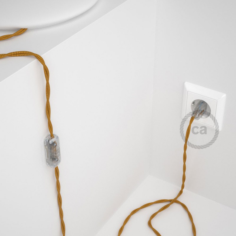 Cableado para lámpara, cable TM05 Efecto Seda Dorado 1,8m. Elige tu el color de la clavija y del interruptor!