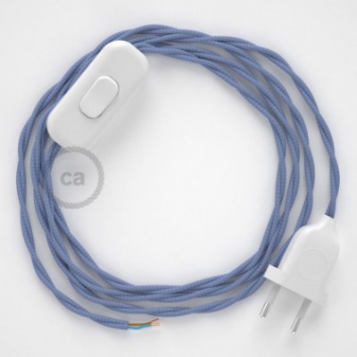 Cableado para lámpara, cable TM07 Efecto Seda Lila 1,8m. Elige tu el color de la clavija y del interruptor!