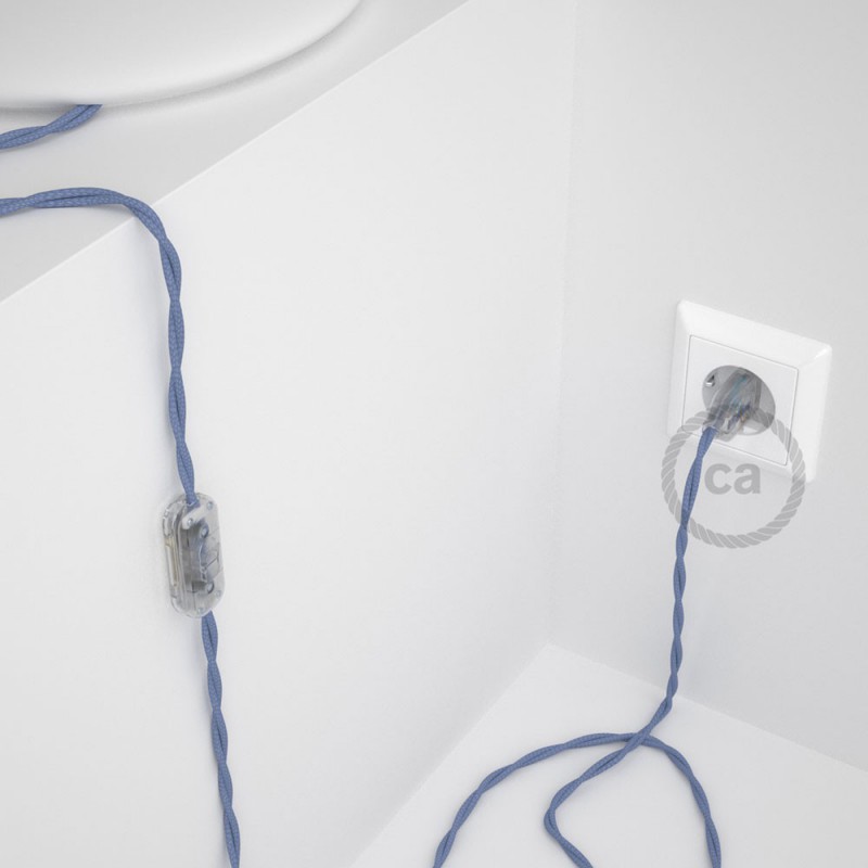Cableado para lámpara, cable TM07 Efecto Seda Lila 1,8m. Elige tu el color de la clavija y del interruptor!
