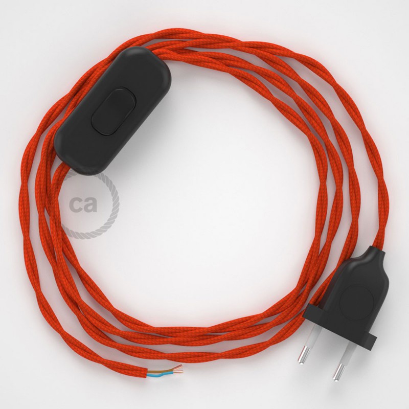 Cableado para lámpara, cable TM15 Efecto Seda Naranja 1,8m. Elige tu el color de la clavija y del interruptor!