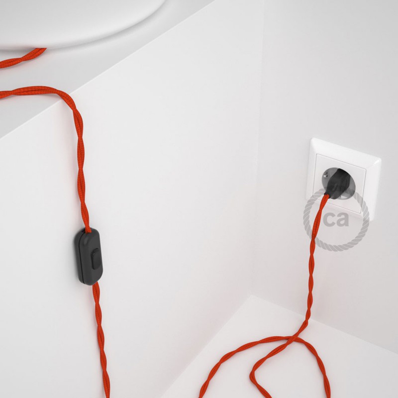 Cableado para lámpara, cable TM15 Efecto Seda Naranja 1,8m. Elige tu el color de la clavija y del interruptor!